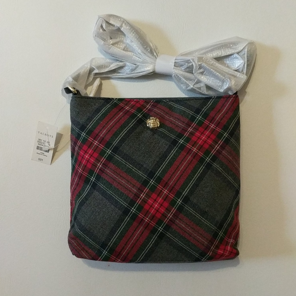 NEW Talbot's plaid bag shadow heather tartan purse